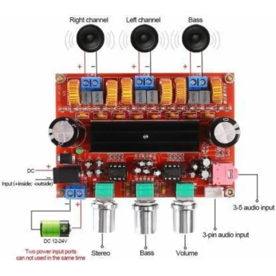 TPA3116D2 50Wx2+100W 2.1 Channel Digital Subwoofer DC12-24V Amplifier Board 