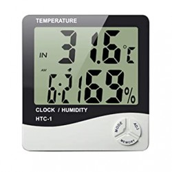 HTC1 HTC-1 Temperature Humidity Digital Thermo Hygrometer Meter with Clock
