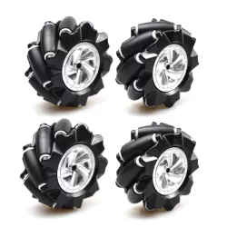 80mm-A Mecanum Wheel Compatible with 6.7mm Coupling (Pack of 4)-Black